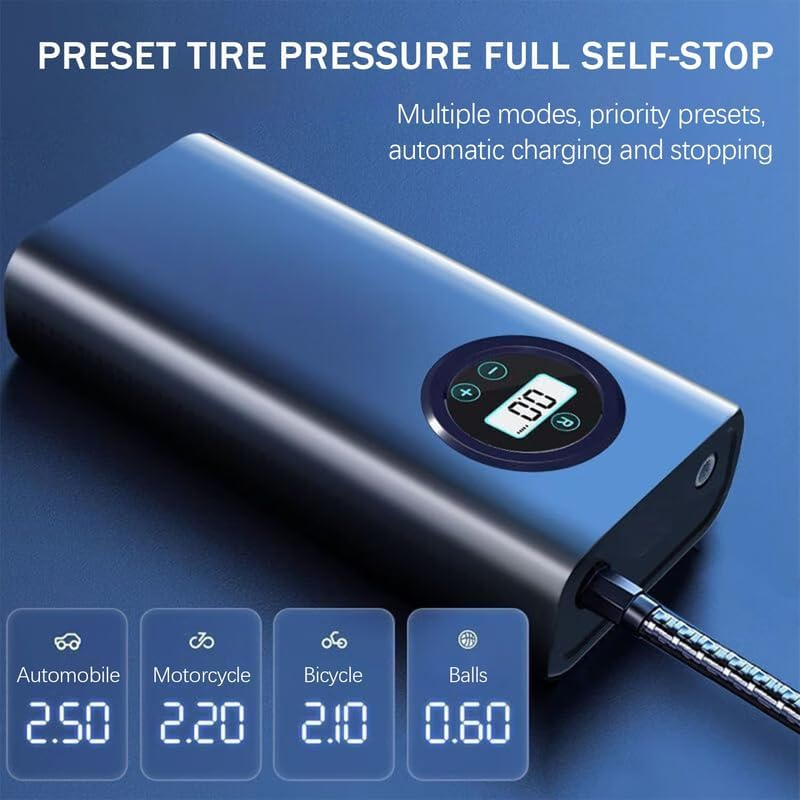 Portable Air Compressor Pump Tire Inflator with Digital Gauge, Heavy Duty Double Cylinder 12V Tire Pump 150 PSI with Tire Repair Kit MK-718