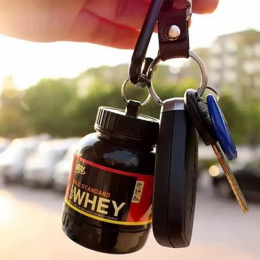 Protein Powder Container – Portable 30ml Supplement Dispenser with Keychain | Easy-to-Use for Gym, Fitness & Travel