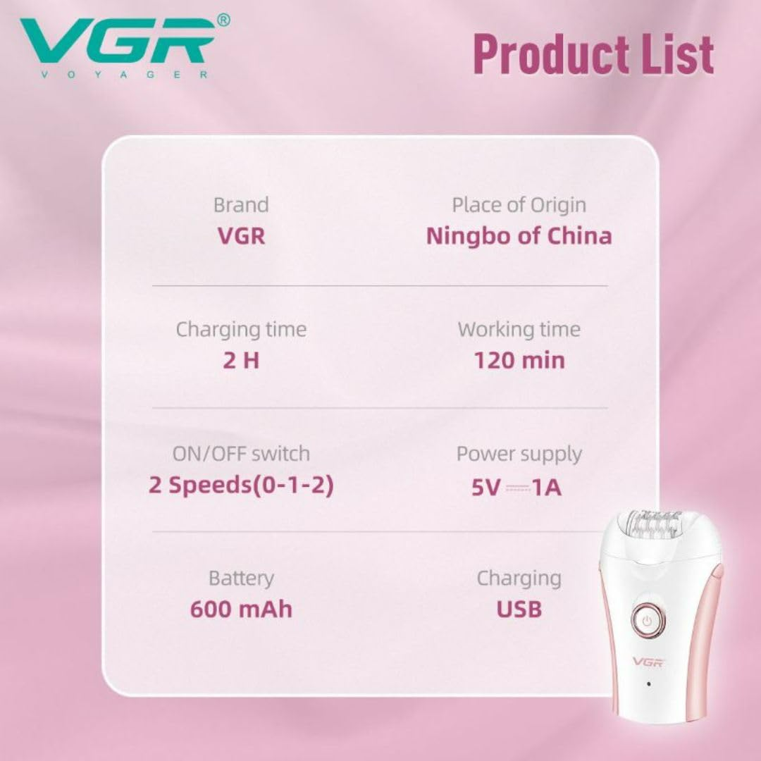 VGR Compact Cordless Women Epilator V705