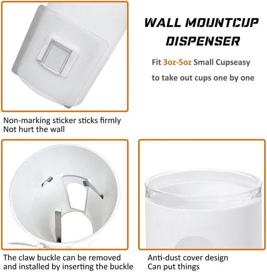 Cup Dispenser, Wall Mount Bathroom Cup Holder
