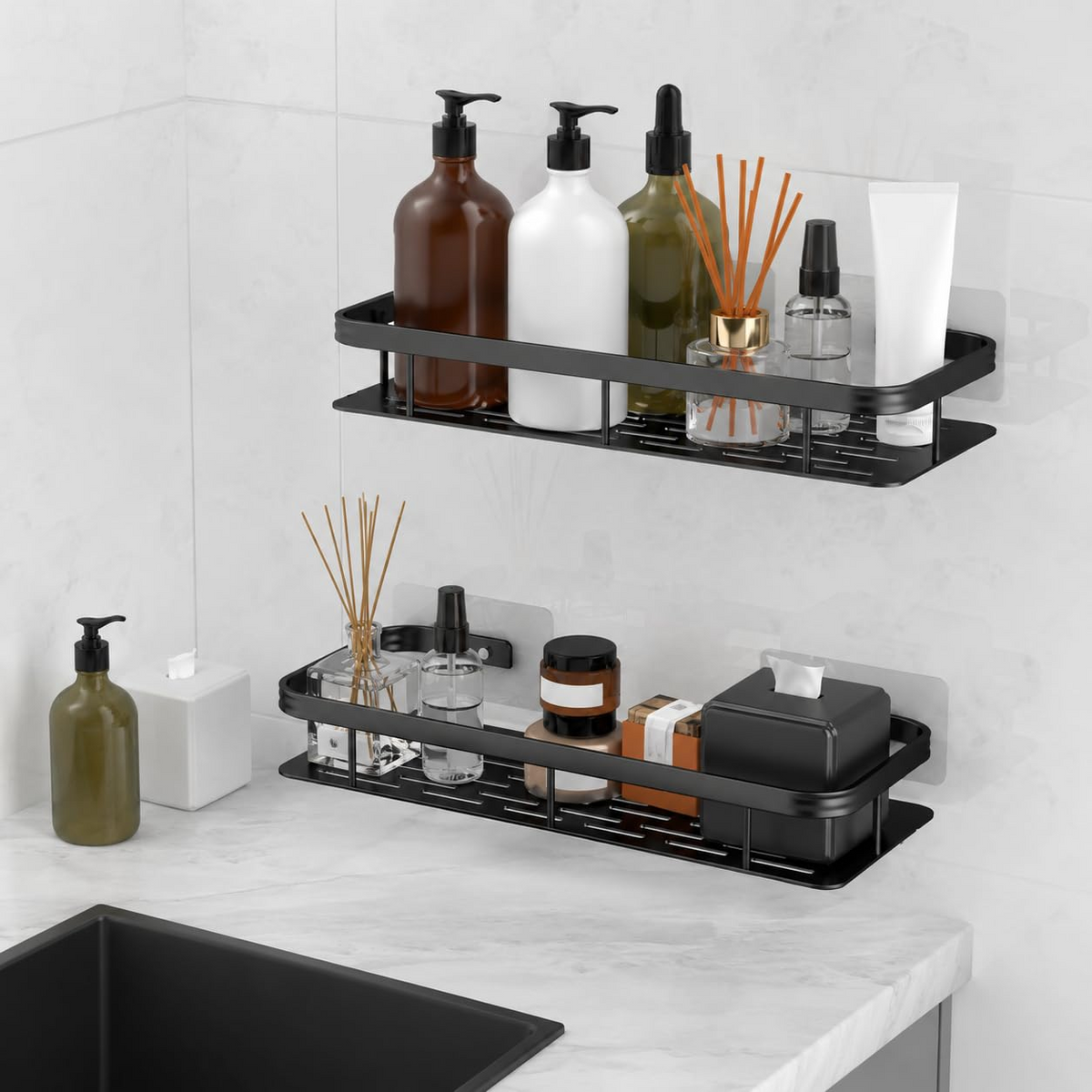 Self-Adhesive Aluminum Bathroom Shelf