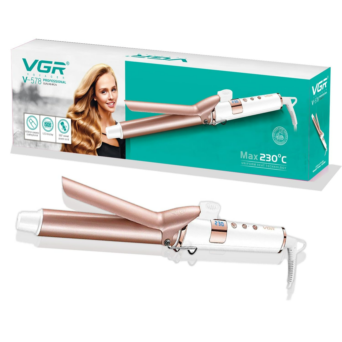 VGR Hair Curling Iron Wand V578