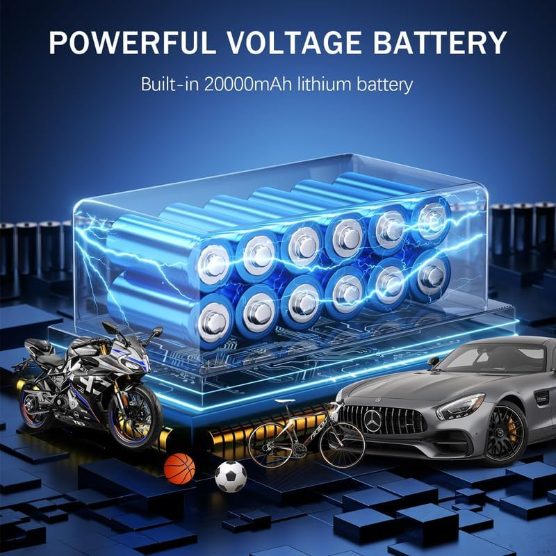 Portable Air Compressor Pump Tire Inflator with Digital Gauge, Heavy Duty Double Cylinder 12V Tire Pump 150 PSI with Tire Repair Kit MK-718