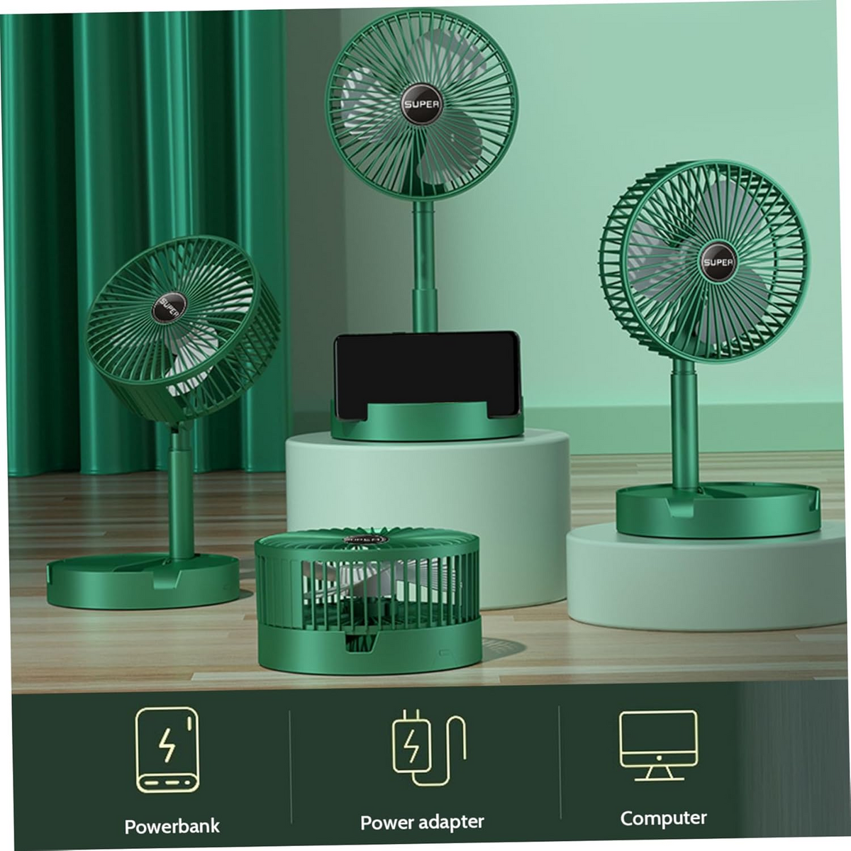 Foldable Desk Fan 3 Speeds, 180° Tilt Fan