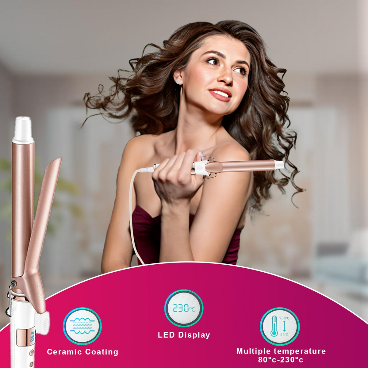 VGR Hair Curling Iron Wand V578