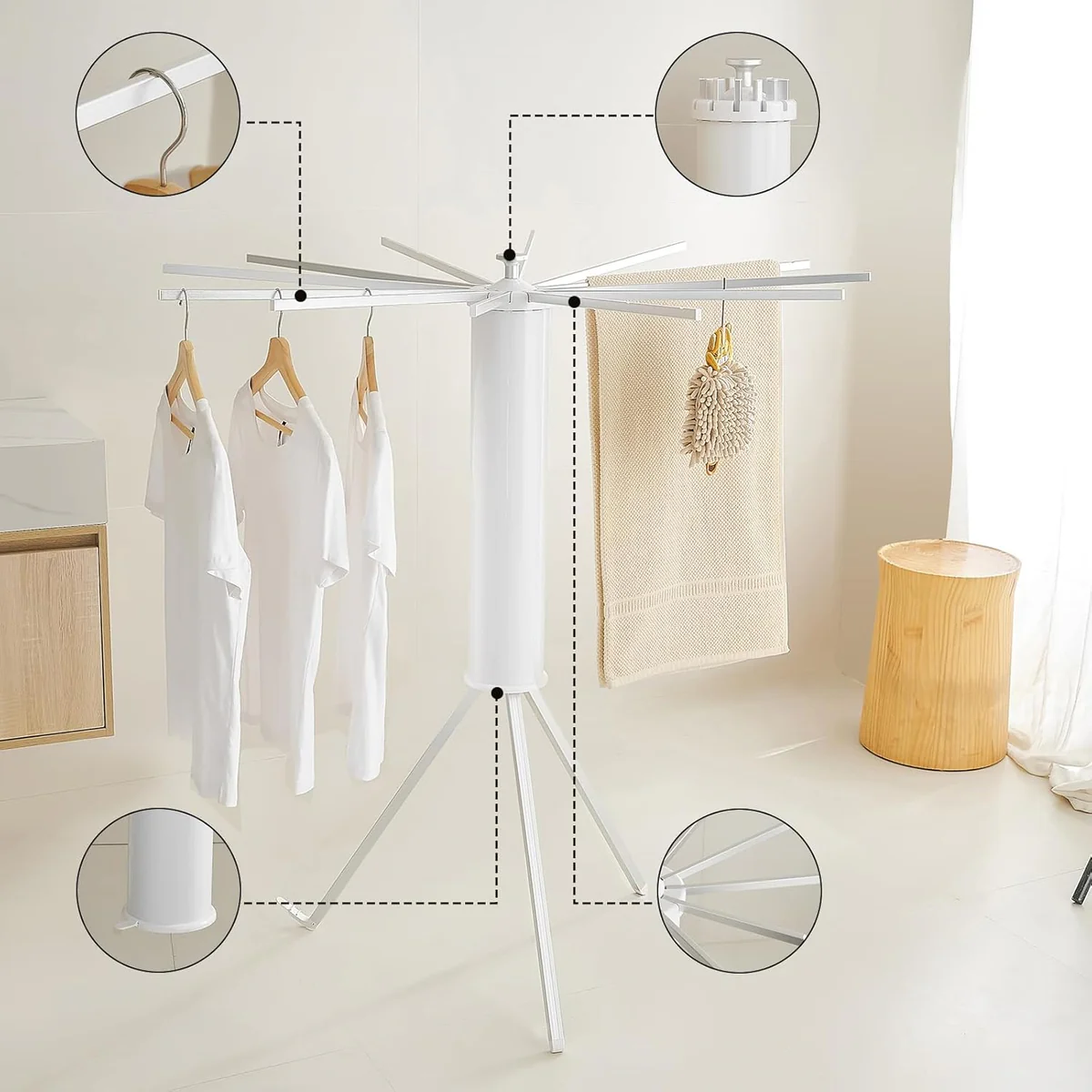 16-Arm Folding Tripod Clothes Airer