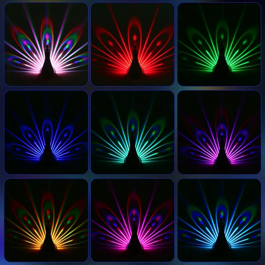 Peacock Projection Lamp, Wall Light with Remote Control