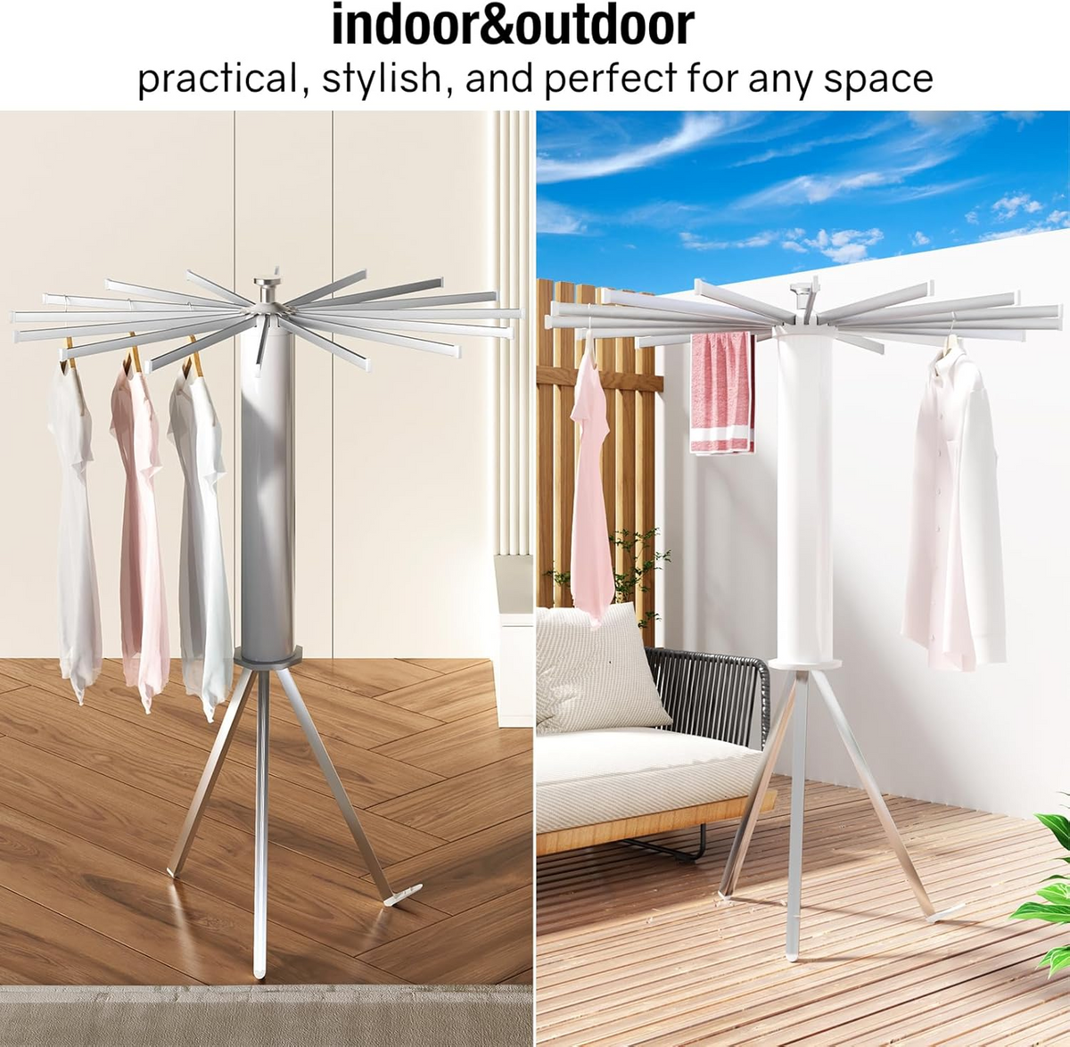 16-Arm Folding Tripod Clothes Airer