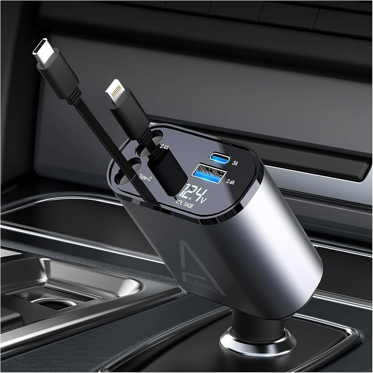 120W 4-in-1 Retractable Car Charger