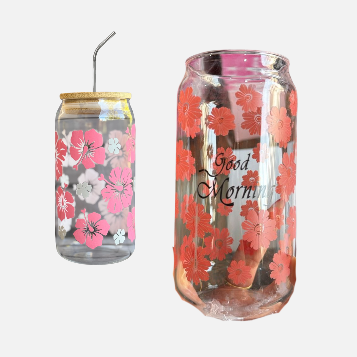16oz Glass Cup with Bamboo Lid