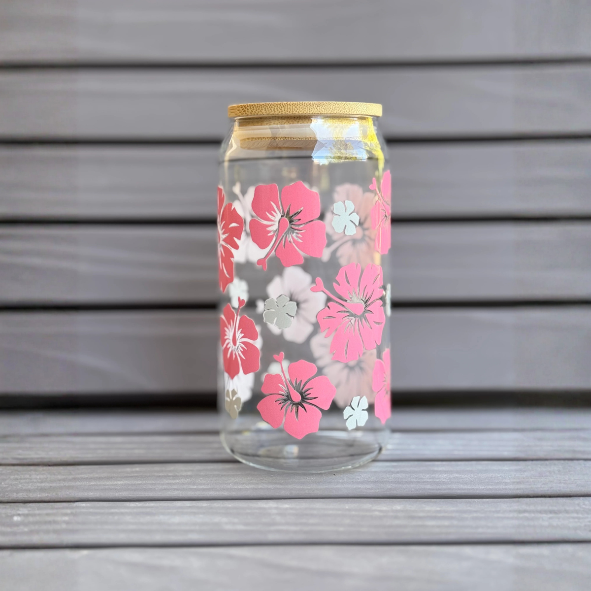 16oz Glass Cup with Bamboo Lid