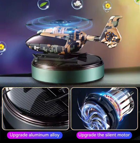 Solar Powered Helicopter Car Air Freshener Rotating Aromatherapy Diffuser for Car, Home & Office