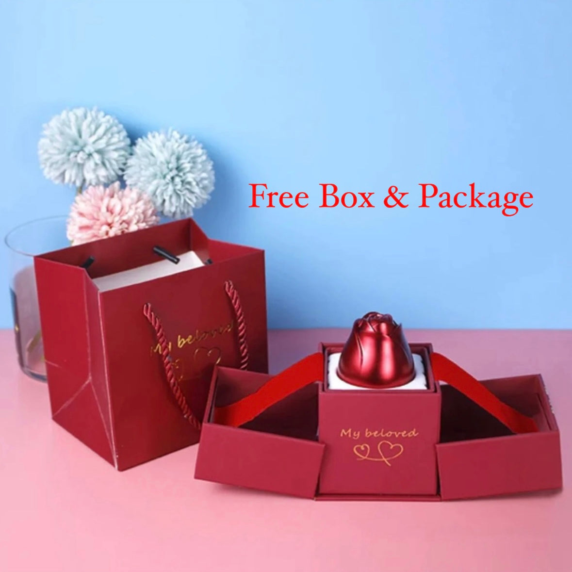 I Love You Necklace & Rose Box