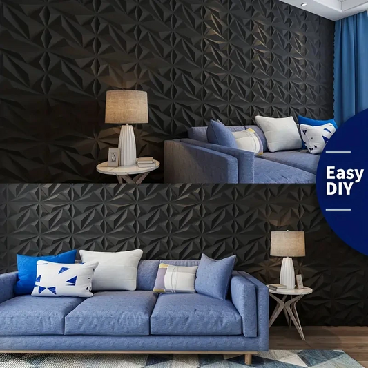 PVC 3D Black Or White Diamond Wall Panels