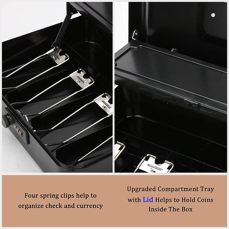 Large Metal Cash Safe Box