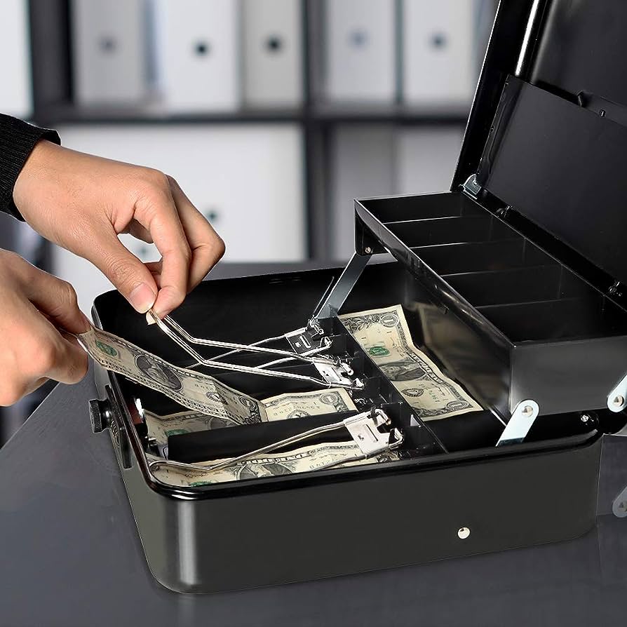 Large Metal Cash Safe Box