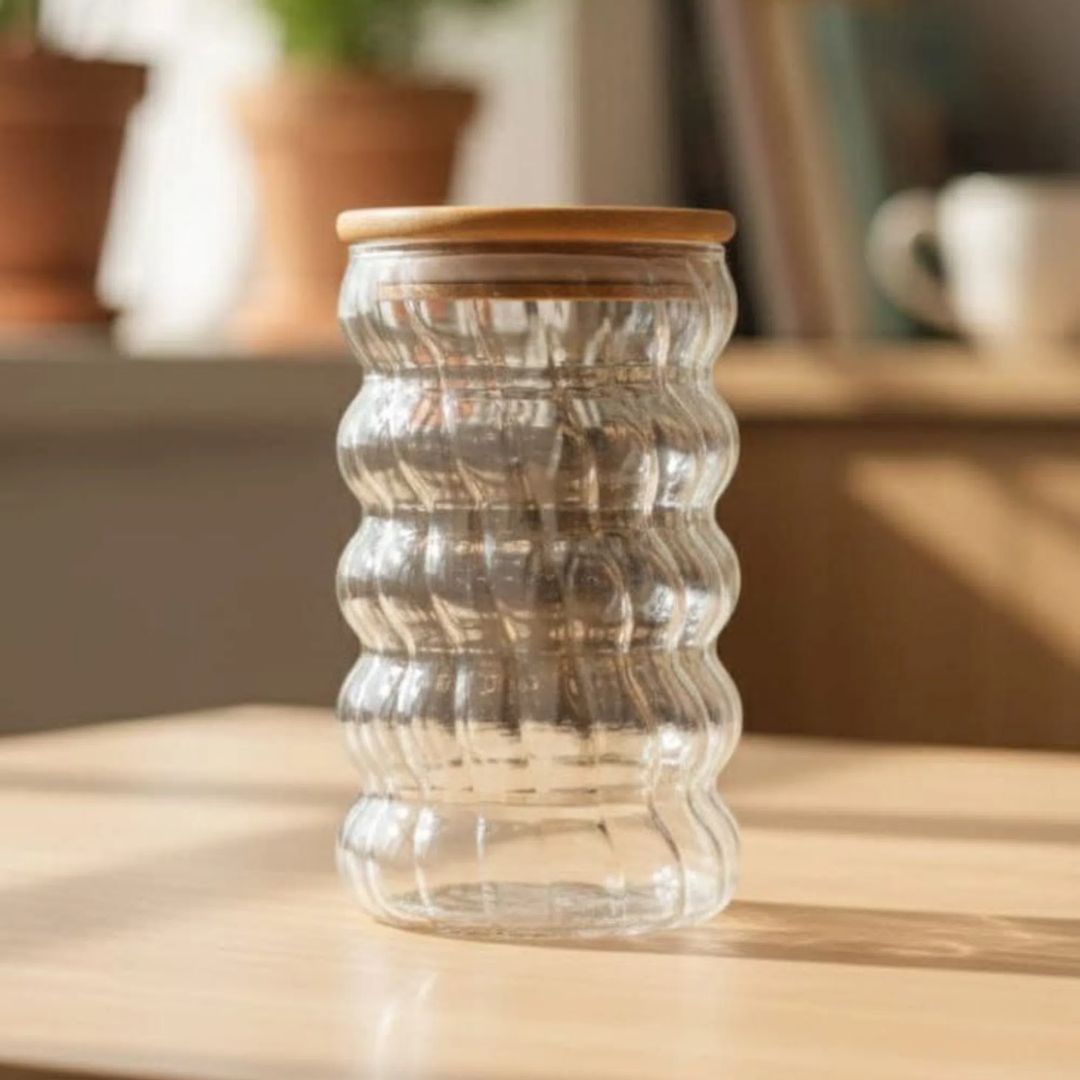 16oz Glass Cup with Bamboo Lid
