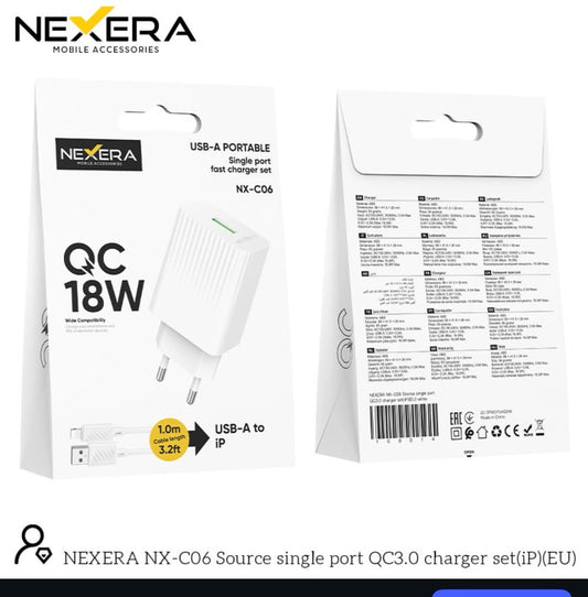 NEXERA 18W Fast Charger Adapter With Cable