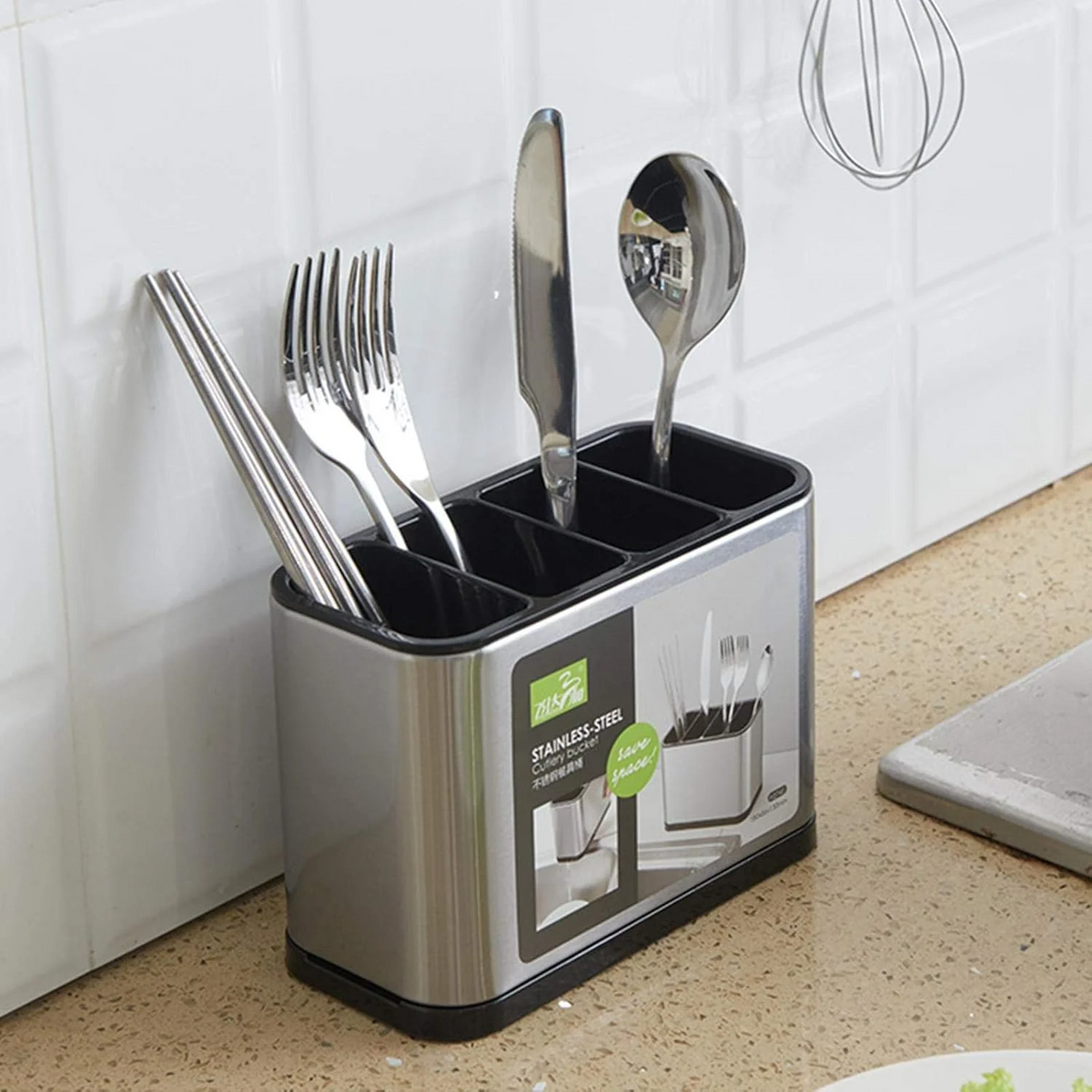 Stainless Steel Cutlery Bucket
