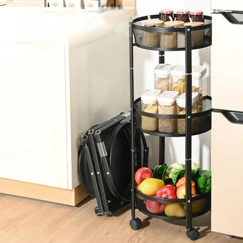 3-Layer Foldable Rolling Cart