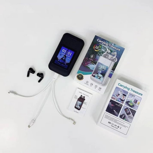 TWS Earphones with 2.8 inch HD Touch Screen With Power Bank pods