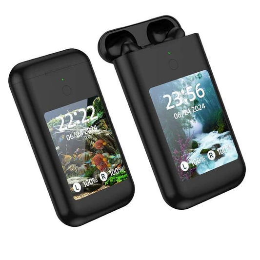 TWS Earphones with 2.8 inch HD Touch Screen With Power Bank pods