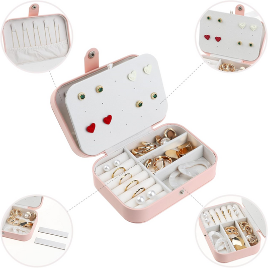 Portable PU Leather Jewelry Case Organizer Storage Display Holder