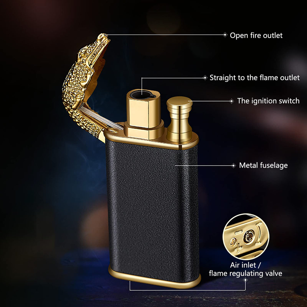 Crocodile Double-Flame Lighter