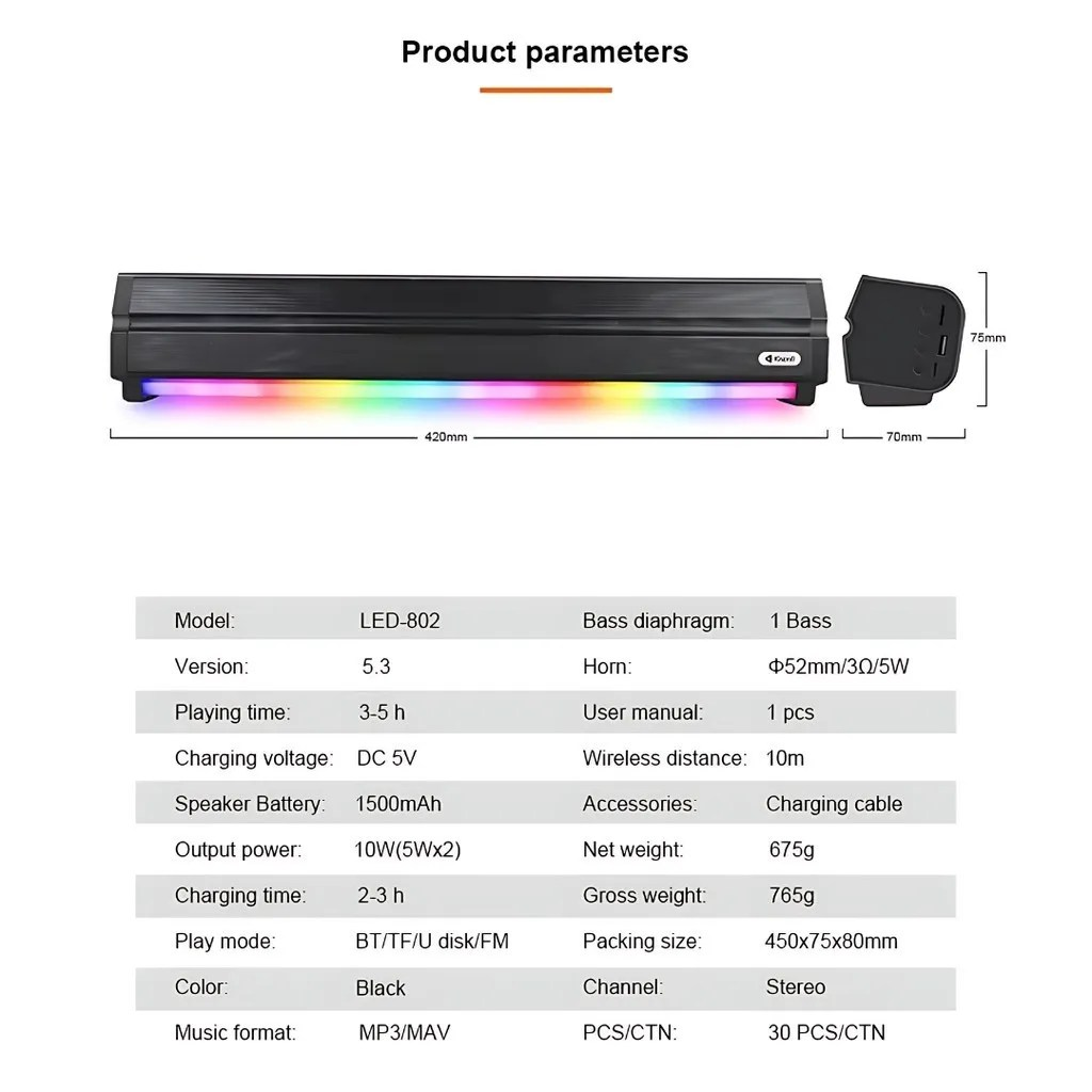Kisonli LED-802 RGB Speaker