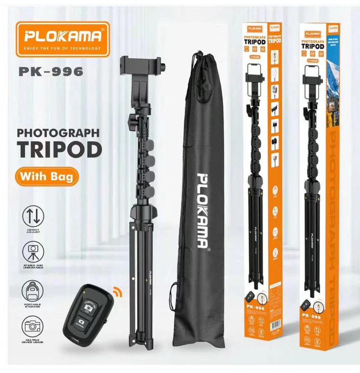 PLOKAMA PK996 Multifunctional Bluetooth Tripod with Remote 5.5F PK996