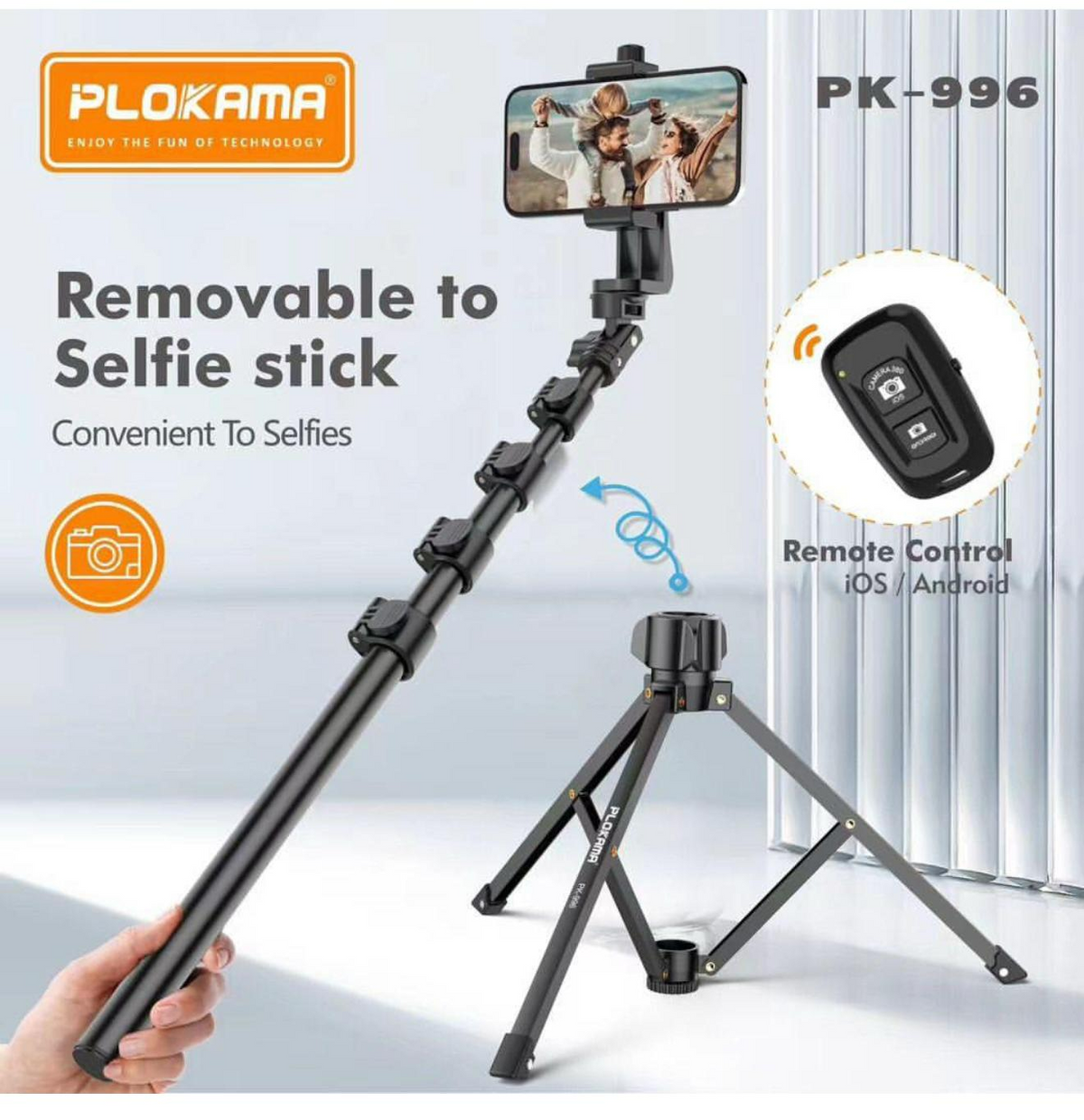 PLOKAMA PK996 Multifunctional Bluetooth Tripod with Remote 5.5F PK996