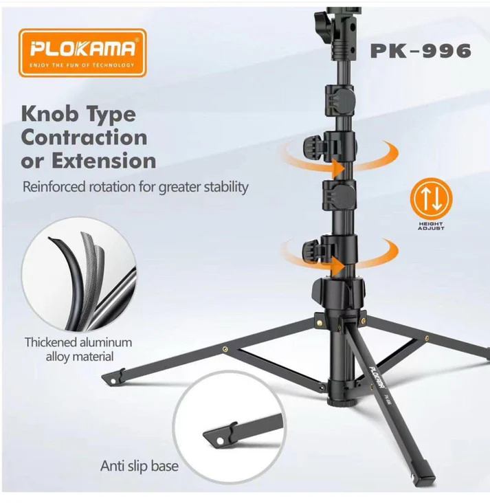 PLOKAMA PK996 Multifunctional Bluetooth Tripod with Remote 5.5F PK996