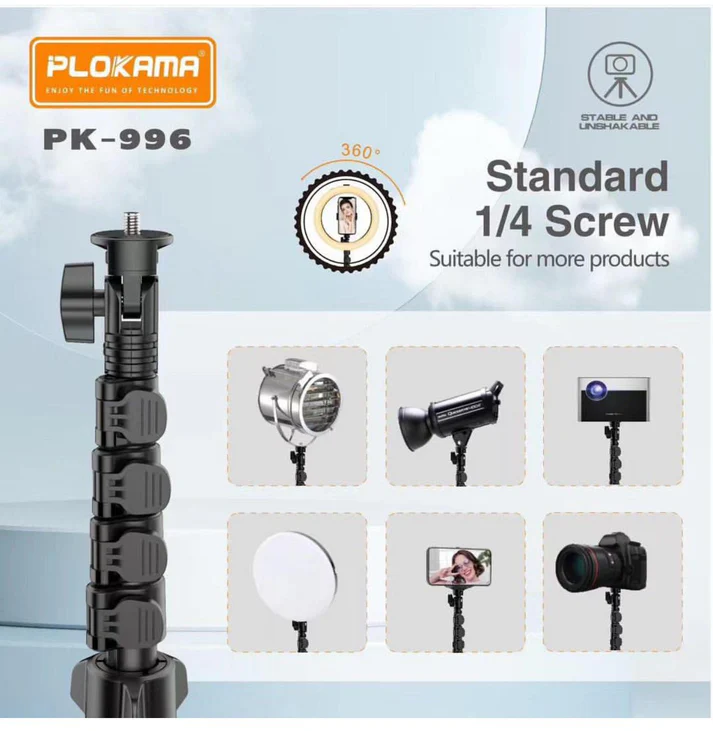 PLOKAMA PK996 Multifunctional Bluetooth Tripod with Remote 5.5F PK996