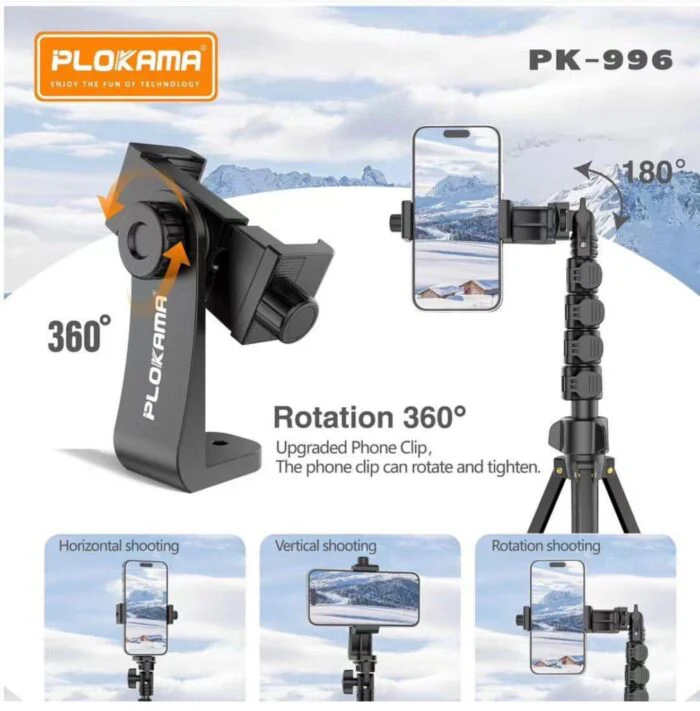 PLOKAMA PK996 Multifunctional Bluetooth Tripod with Remote 5.5F PK996