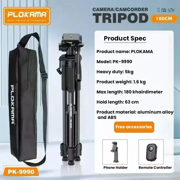 PLOKAMA Professional Tripod Stand for Camera and Mobile Phones PK9990