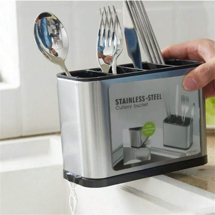 Stainless Steel Cutlery Bucket
