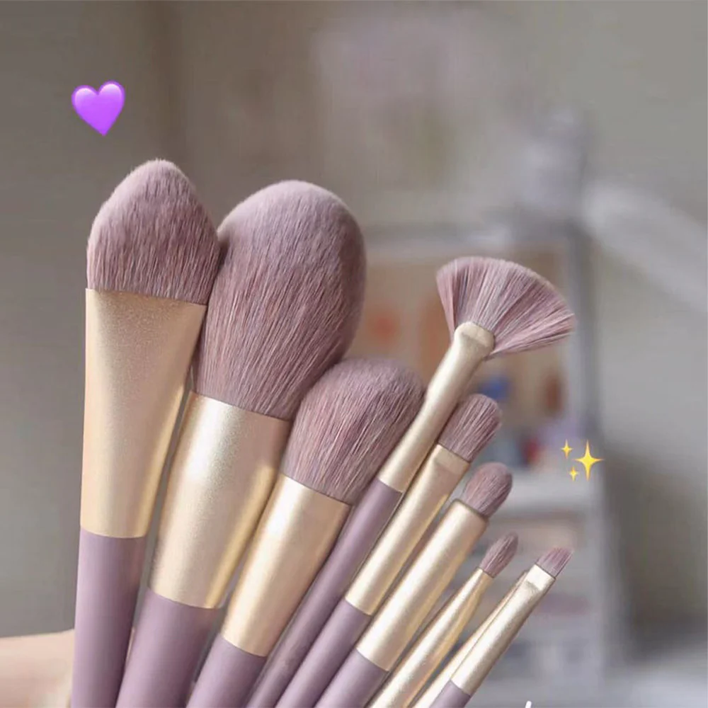 9-Piece Purple Makeup Brush Set