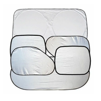 6Pcs Car Windshield Sun Shade Set Silver Coated Cloth Car Windshield Cover Front Rear Window Visor BY-342 - Silver