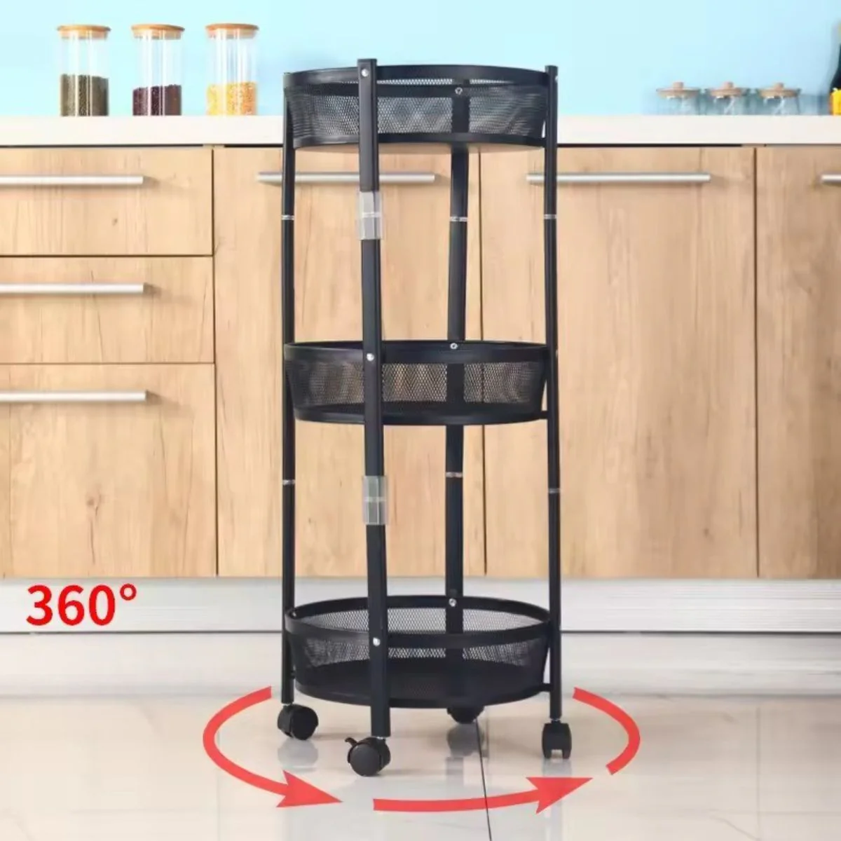 3-Layer Foldable Rolling Cart