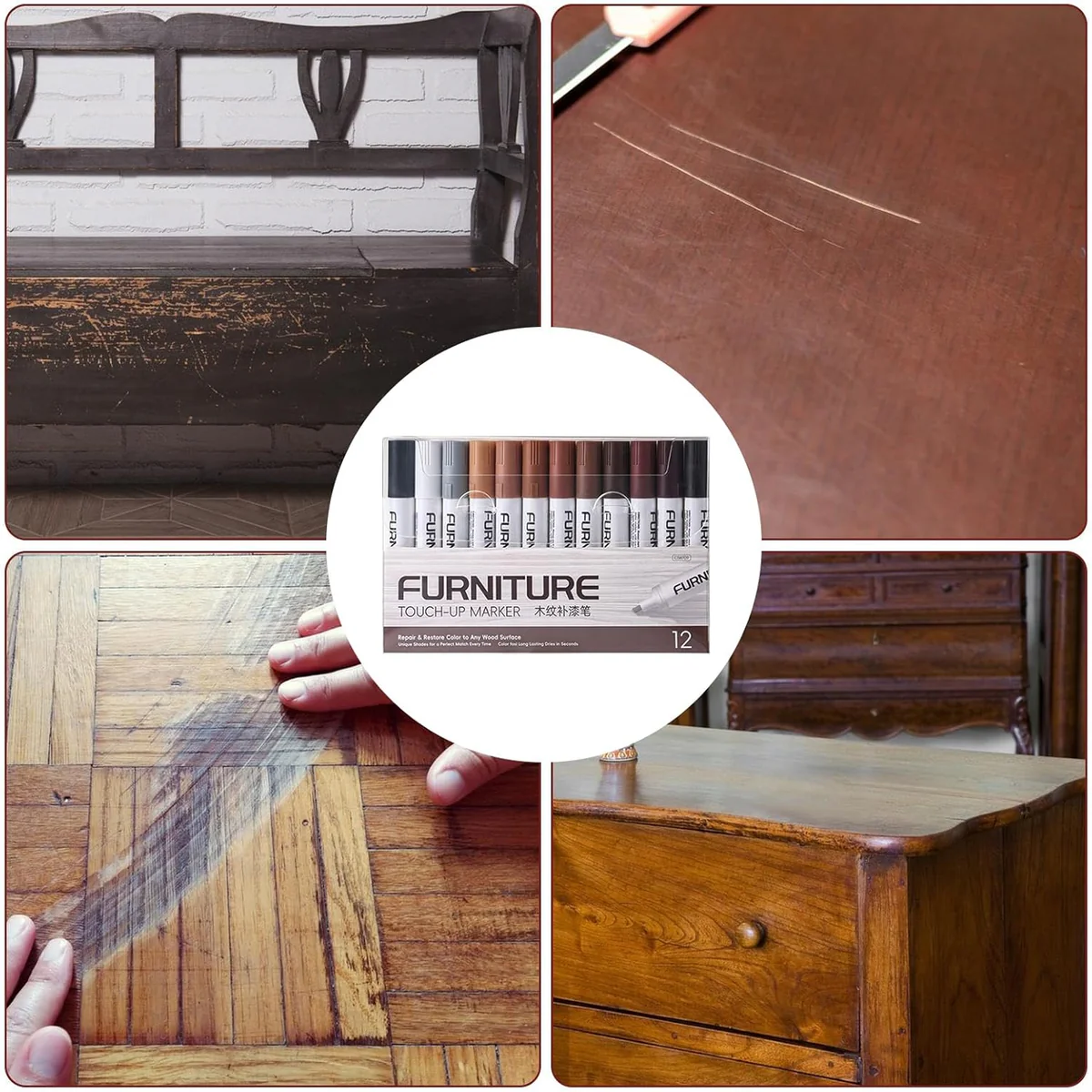 12-Piece Wood Repair Marker Set
