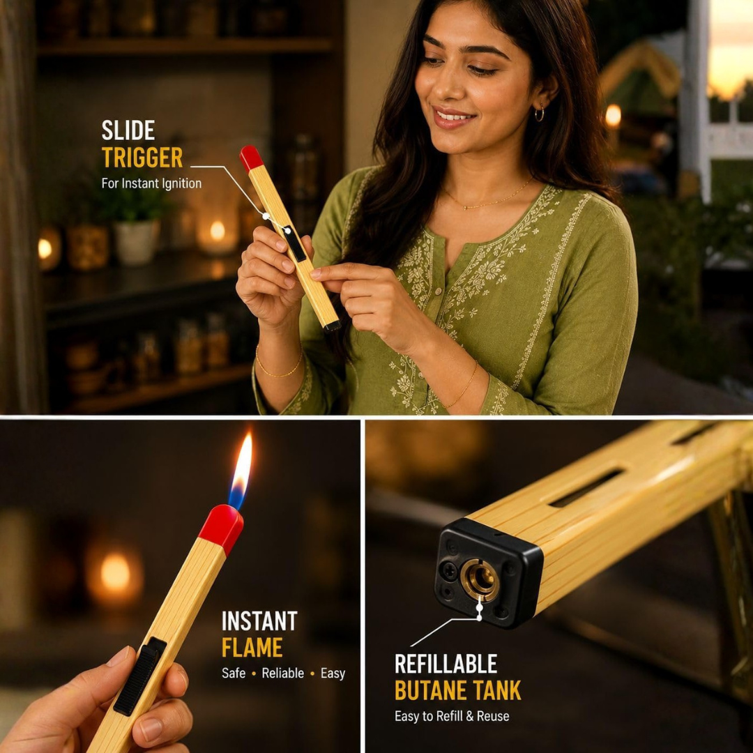 Match Stick Shaped Butane Lighter with Long Handle