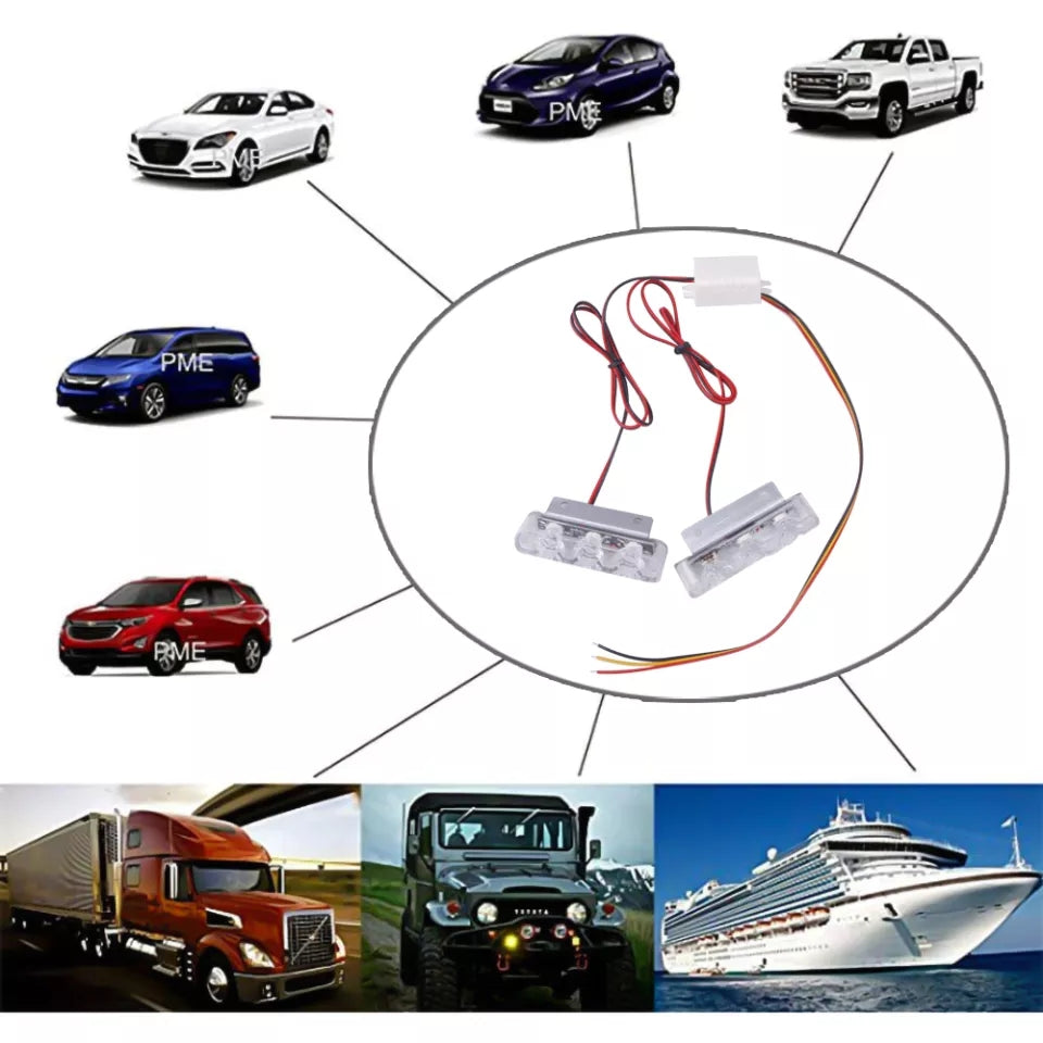 3-LED Car Police Strobe Lights