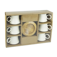 Coffee set with 6 ceramic cups 90ml & 6 bamboo saucers