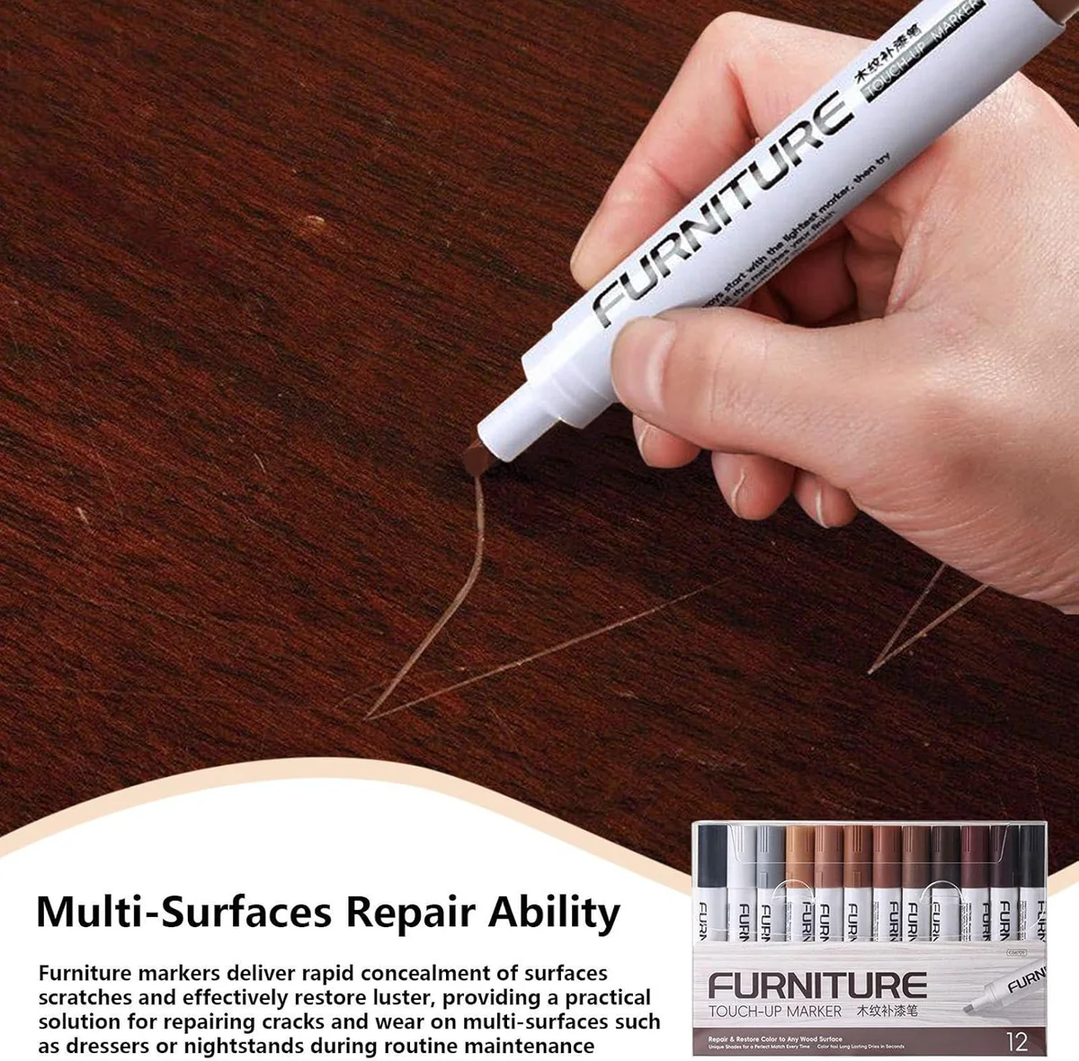 12-Piece Wood Repair Marker Set