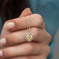 Metal Rose With Luxury Zircon Pendant Necklaces Flower Valentine Gift Set