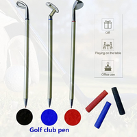 Golf Pen, Mini Golf Gift Set, Desktop Golf Ball Pen Gift, 3 Golf Clubs Pens with Balls and Flag