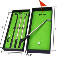 Golf Pen, Mini Golf Gift Set, Desktop Golf Ball Pen Gift, 3 Golf Clubs Pens with Balls and Flag