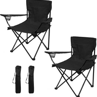Portable & Foldable Camping Chair with Cup Holder, Outdoor Chair – Black