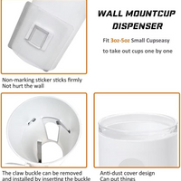 Cup Dispenser, Wall Mount Bathroom Cup Holder