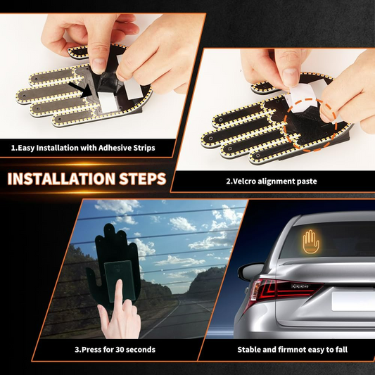 LED Hand Signal Car 3 Modes Middle Finger for Car Rear Window Road With Remote Control